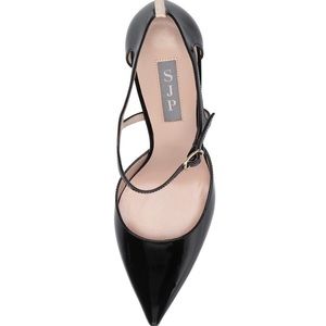 SJP Sarah Jessica Parker Italian patent black leather ankle strap pump size 39